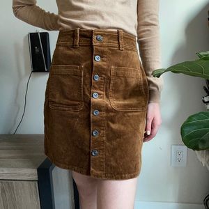 Free assembly Corduroy Button-Front Skirt